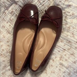 Time and Tru Women's Dark Red Flats with Bow